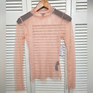 NWT GUESS Peach 🍑 netted mock neck top small